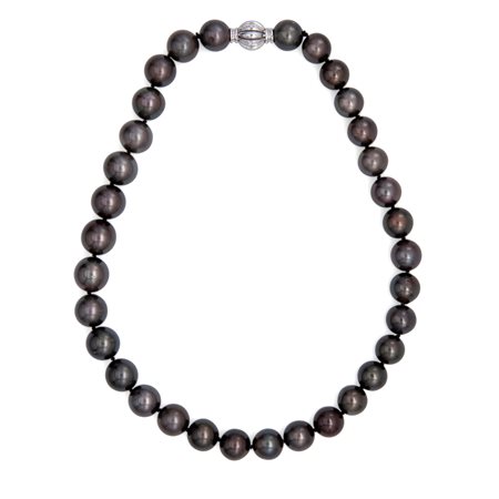 Collana di perle Tahiti, oro e brillanti