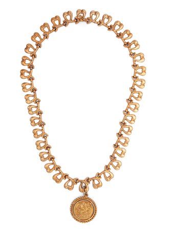 Girocollo in oro anni '40 con pendente sterlina