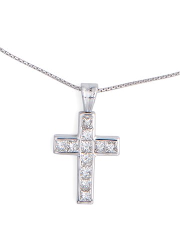 Pendente in oro bianco e diamanti taglio princess