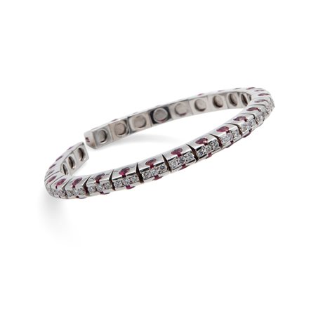 Bracciale rigido in oro con brillanti e rubini
