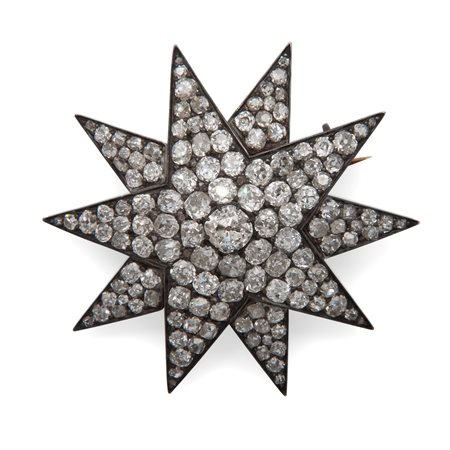 Spilla antica in oro argento e diamanti