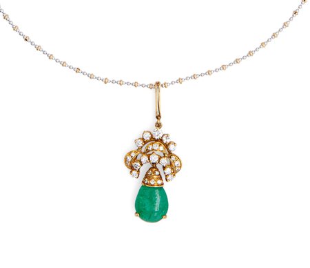 Collana in oro brillanti e smeraldo