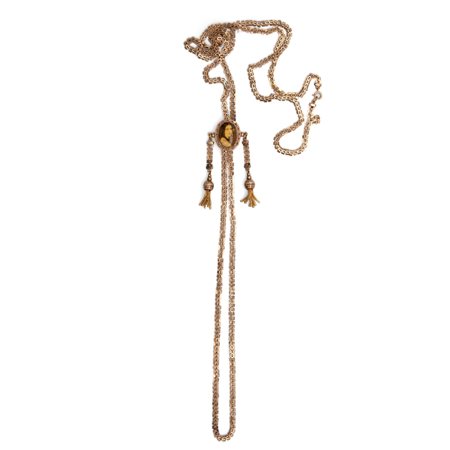 Collana saliscendi in oro con miniatura centrale