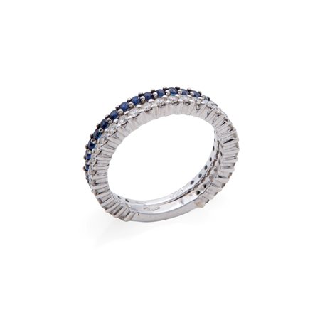 Coppia di eternelle in oro bianco con brillanti e zaffiri