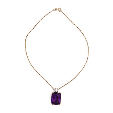 Pendente con ametista taglio cushion e brillante