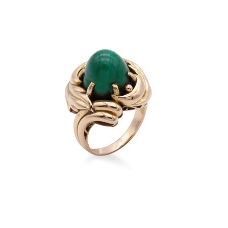 Anello in oro e malachite