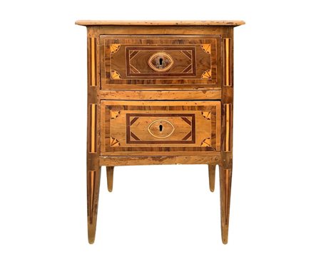 Comodino Lugi XVI in legno di noce e palissandro, XVIII Secolo