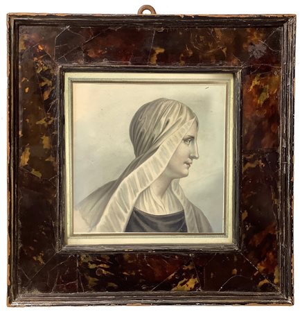 Profilo di donna con il velo in cornice di tartaruga, 19° Secolo