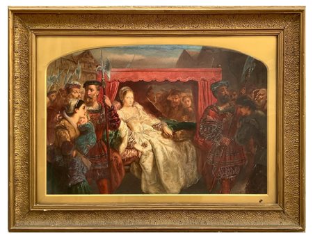 Augustus Jules Bouvier (1827 1881) - Scena settecentesca, principessa Elisabetta I di Hannover con personaggi di corte