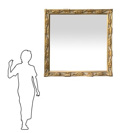 Importante specchiera dorata e laccata di forma quadrata