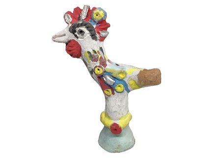 Salvatore Leone - FISCHIETTO POLICROMO IN CERAMICA DI CALTAGIRONE RAFFIGURANTE UN GALLETTO 