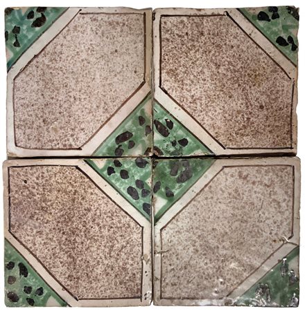 Raffaele Prete - Riquadro composto da 4 piastrelle , Naples. Inizi 20° Secolo