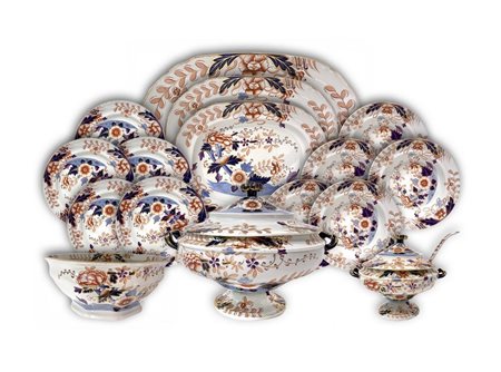 Davenport Longport Imari China - Servizio da tavola con motivi floreali , 19° Secolo
