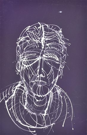 GIANBAR (Gianni Baretta) UN VOLTO tecnica mista su cartone, cm 37,5x25 opera...