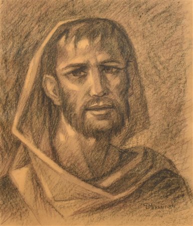 Giovanni Misani MONACO carboncino su carta, cm 58x50 firma e data eseguito...
