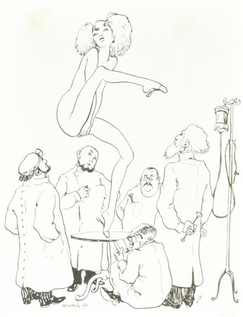 Lorenzo Alessandri I DOTTORI china su carta, cm 27x21 firma Tracce di sporco