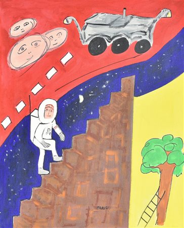 Claudio Parigi LA STRADA VERSO MARTE acrilico su tela, cm 50x40 firma sul...
