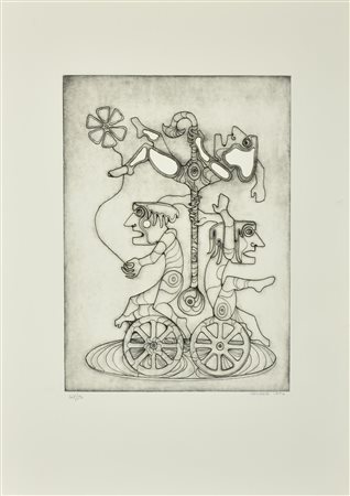 Mario Molinari COMPOSIZIONE acquaforte su carta, battuta cm 42x30 su foglio...