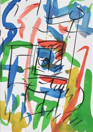 Claudio Knopfli SENZA TITOLO tecnica mista su carta, cm 35x25 firma