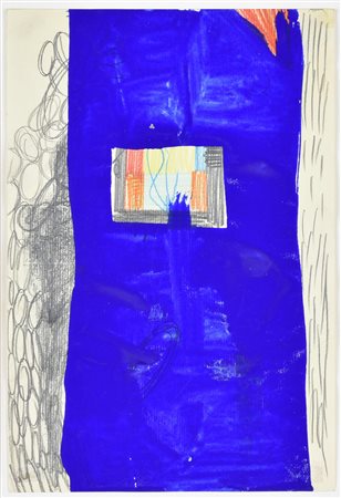 Emilio D'Elia COMPOSIZIONE tecnica mista su carta, cm 24x17 sul retro:...