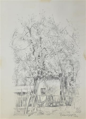 Francesco Monzeglio SENZA TITOLO matita su carta, cm 29,5x23 firma e data...