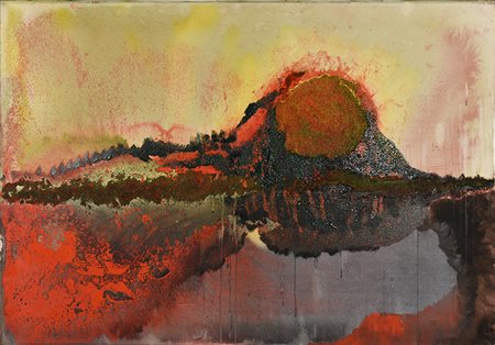 Ignoto SENZA TITOLO olio e tecnica mista su tela, cm 70x100 1960 ca