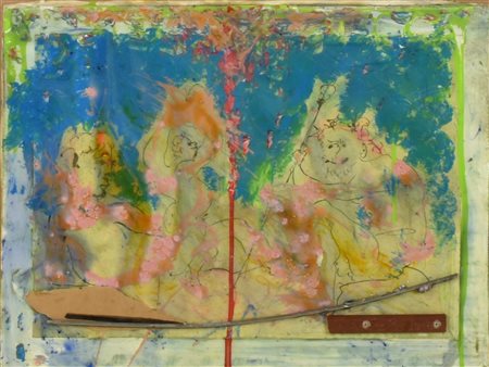 Veronica Piraccini FIGURE tecnica mista e collage su tela, cm 30x40 firma e...