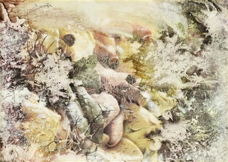 Antonio Cannata FONDALE MARINO ROCCIOSO tecnica mista su cartoncino, cm 21x29...