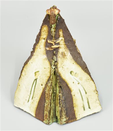 Renzo Igne CARDINALE scultura in ceramica smaltata h 20 cm, base 16 cm firma...