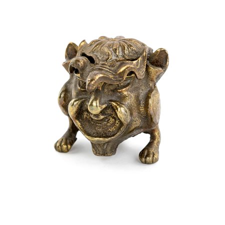 Piccolo bruciaprofumi antropomorfo in bronzo dorato, fine del XIX secolo