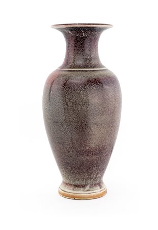 Antico vaso in ceramica sang de boeuf flambé e cracquelé, Cina
