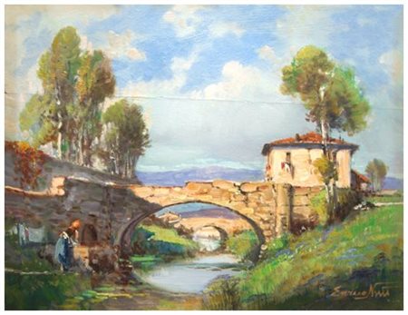 ENRICO NUTI Pisa 1902 – Pisa 1978 Senza titolo Olio su tavola 30 x 40. Firma...