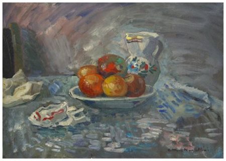 VITTORIO NOMELLINI Genova 1901 – Firenze 1965 Natura morta Olio su cartone...