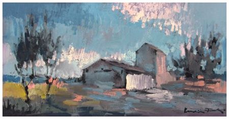 VOLTOLINO FONTANI Livorno 1920 – Livorno 1976 Paesaggio livornese Olio su...