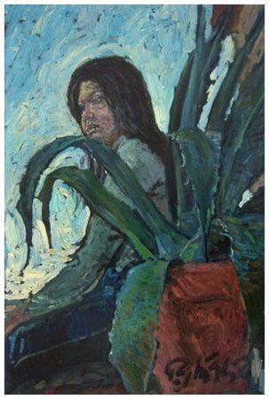 PAULO GHIGLIA Firenze 1905 – Roma 1979 Senza titolo Olio su tavola 57,6 x 38....