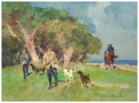 CARLO DOMENICI Livorno 1898 – Valdana di Portoferraio 1981 Caccia in pineta...