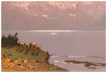 GIOVANNI LOMI Ardenza 1889 – Ardenza 1969 Senza titolo Olio su faesite 20 x...