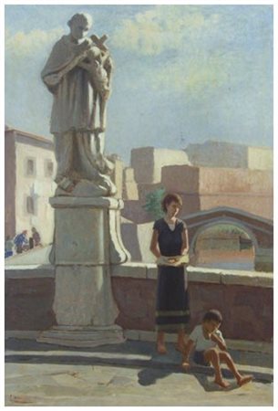 LANDO LANDOZZI Livorno 1887 – Livorno 1959 Senza titolo Olio su faesite 100 x...