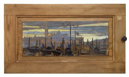 MASSIMO LOMI Livorno 1953 Vale un tramonto 2012 Tempera su tavola 44,5 x 76,5...