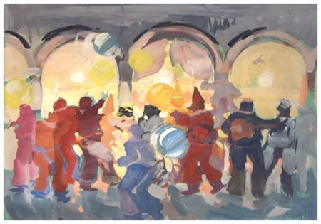 MARIO MADIAI Livorno 1944 Senza titolo Tempera su cartoncino 44,5 x 65. Firma...