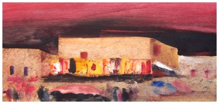 SALVATORE MAGAZZINI Pistoia 1955 Marrakech Olio su tavola 25 x 50. Firma in...