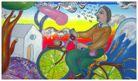 LUCA ALINARI Firenze 1943 Senza titolo Olio e t.m. su tela tesa su tavola 14...