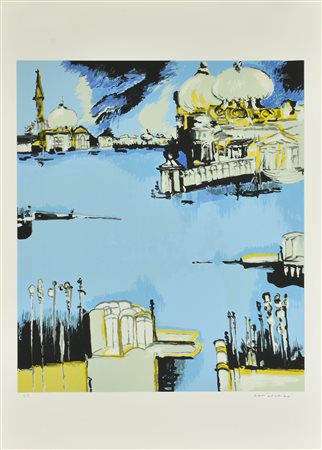 Remo Brindisi BACINO DI S.MARCO serigrafia su carta, cm 70x50; es. P.A. firma