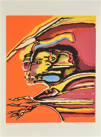 Remo Brindisi RITRATTO serigrafia su carta, cm 70x50; es. P.A. firma