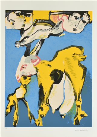 Remo Brindisi CAPRETTO serigrafia su carta, cm 70x50; es. P.A. firma