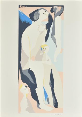 Remo Brindisi MATERNITA' serigrafia su carta, cm 70x50; es. P.A. firma