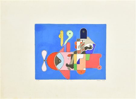 Romano Frea PER VOLARE PIU' IN ALTO incisione su carta Fabriano colorata a...