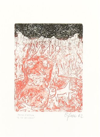 Giorgio Cigna IL RE DEI GALLI acquaforte acquatinta su carta, batturta cm...