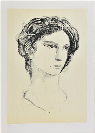 Pietro Annigoni RITRATTO litografia su carta, cm 70x50; es. 98/100 firma