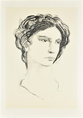 Pietro Annigoni RITRATTO litografia su carta, cm 70x50; es. 94/100 firma e...